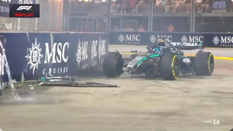 Russell bate forte e provoca primeira bandeira vermelha do fim de semana