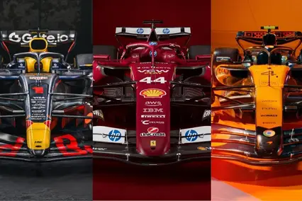 Equipes revelam carros para a temporada 2025 (Foto: Divulgação / RBR; Ferrari; McLaren)