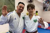 João Soares e João Gabriel, pai e filho atletas de Karatê (Foto: Rede Clube)