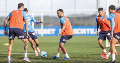 Jogadores do Bahia durante treino para partida da Sul-Americana