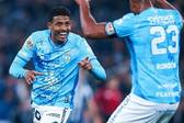 John kennedy comemora com Rondón (Foto: Reprodução/Pachuca)