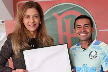 Leila Pereira e Dudu (Foto: Fabio Menotti / S.E. Palmeiras)