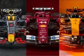 Equipes revelam carros para a temporada 2025 (Foto: Divulgação / RBR; Ferrari; McLaren)