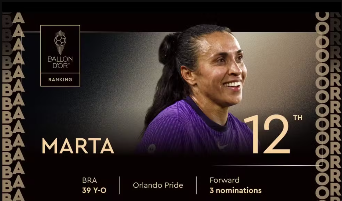 Marta termina em 12º na Bola de Ouro 2025